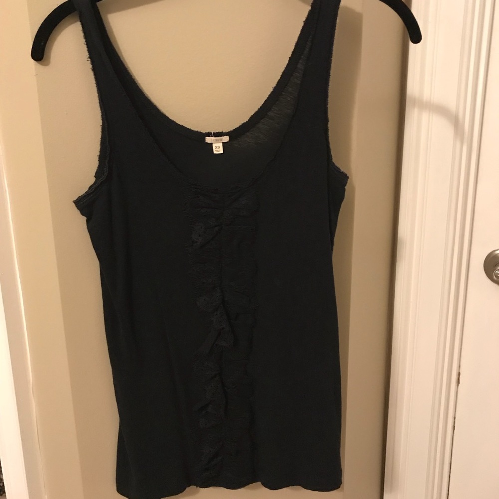 J crew black tank ruffle size xs